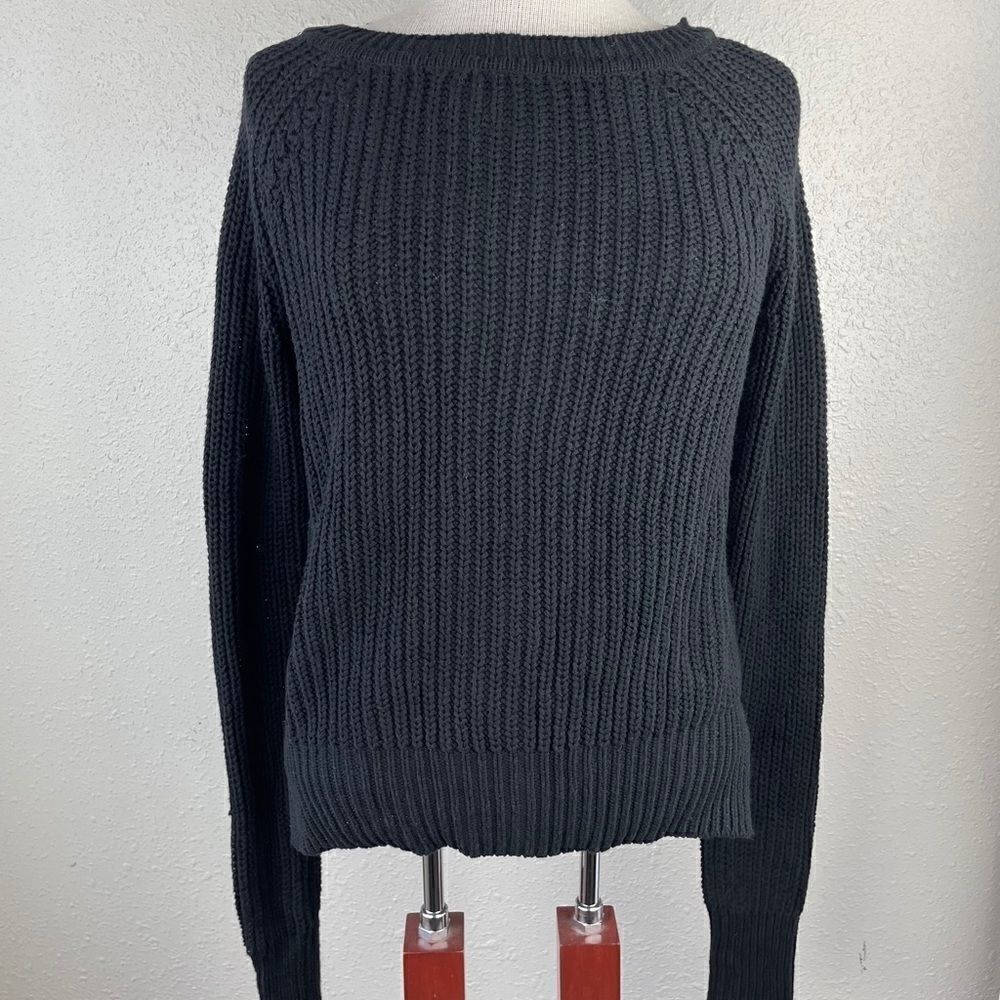 NWT J.J. Basics Black Long Sleeve Sweater Size L